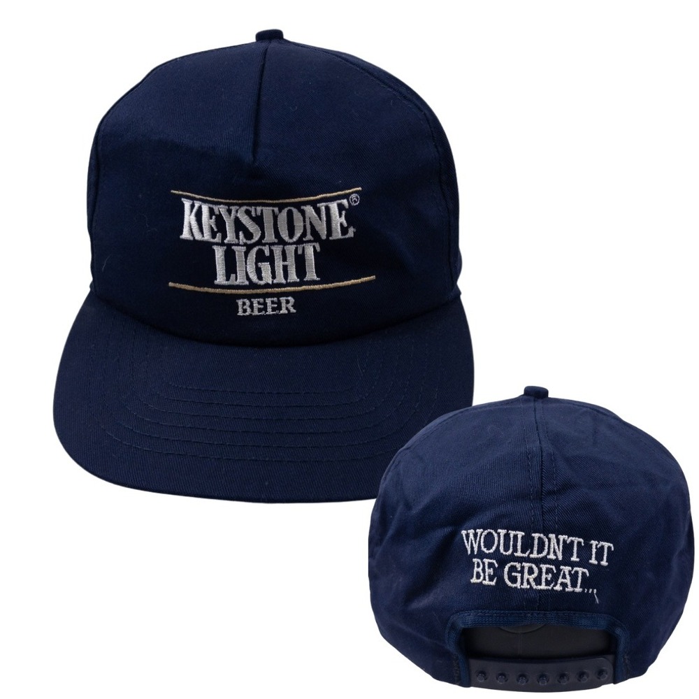 Keystone Light Snapback Hat Mens‎ OSFA Navy Blue Vintage 80s 1989 Beer Promo USA